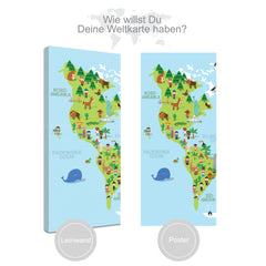 Weltkarte Kinder Bunt - Tiere, Deutsch
