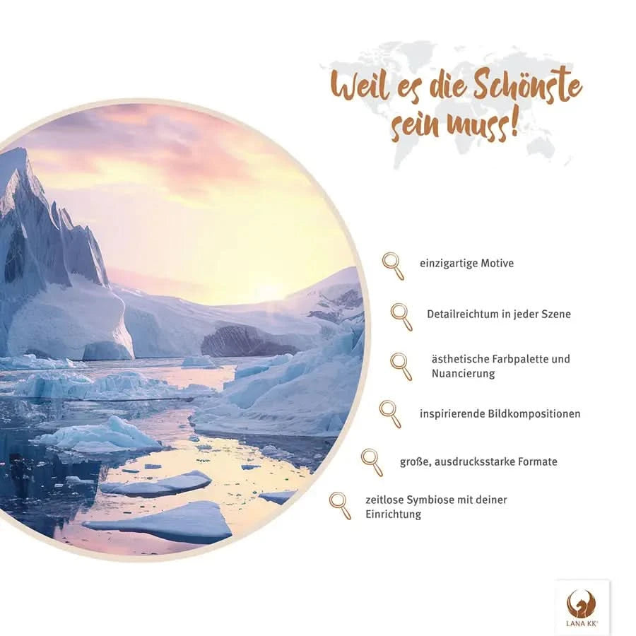 Deine Limited Edition Artic World wartet nur darauf, deine heimische Galerie zu erweitern. Detailreich mit einer ästhetischen Fargebung und Nuancierung inspiriert es dich Tag für Tag. Die große aber zeitlose Erscheinung macht Artic World zu deinem langjährigen Begleiter in deiner Wohnung. Lass dich von deiner Limited Edition immer wieder inspirieren.