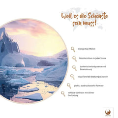 Deine Limited Edition Artic World wartet nur darauf, deine heimische Galerie zu erweitern. Detailreich mit einer ästhetischen Fargebung und Nuancierung inspiriert es dich Tag für Tag. Die große aber zeitlose Erscheinung macht Artic World zu deinem langjährigen Begleiter in deiner Wohnung. Lass dich von deiner Limited Edition immer wieder inspirieren.