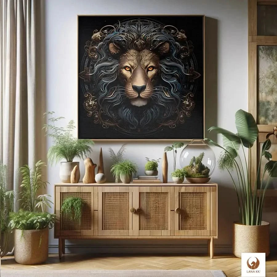 Verleihe deinen Wänden ein Gefühl von Erhabenheit mit Golden Lion, einer atemberaubenden Limited Edition. Dieses Meisterwerk, gedruckt auf langlebiger 360 g/m² Baumwoll-Leinwand, wird zum Herzstück jedes Raumes. Golden Lion ist ein Blickfang, der zum träumen und zu interessanten Gesprächen einlädt, während es sich elegant und nahtlos in deine Einrichtung integriert.