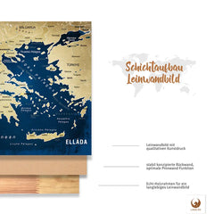 Leinwandbild - Griechenlandkarte Ocean – Pinnwand