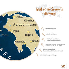 Leinwandbild - Griechenlandkarte Ocean – Pinnwand