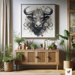Verleihe deinen Wänden ein Gefühl von Erhabenheit mit Taurus, einer atemberaubenden Limited Edition. Dieses Meisterwerk, gedruckt auf langlebiger 360 g/m² Baumwoll-Leinwand, wird zum Herzstück jedes Raumes. Taurus ist ein Blickfang, der zum träumen und zu interessanten Gesprächen einlädt, während es sich elegant und nahtlos in deine Einrichtung integriert.