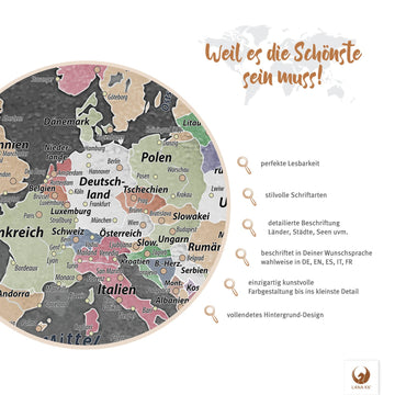 Weil es die Schönste sein muss! Deine Weltkarte Graphit besticht mit perfekter Lesbarkeit, Detailreichtum und vollendetem Hintergrund-Design.