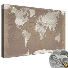 Leinwandbild - Weltkarte Hazel - Pinnwand