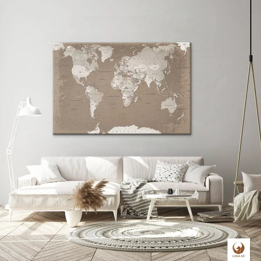 Egal in welchen Raum Du Deine Weltkarte Hazel platzierst, sie wird immer die Blicke auf sich ziehen.