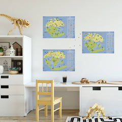 Weltkarte mit Dinosauriers fuers Kinderzimmer