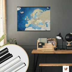 Premium Poster -  Europakarte Meerestiefe