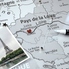 Magnetisches Glasbild - Frankreichkarte Hellgrau