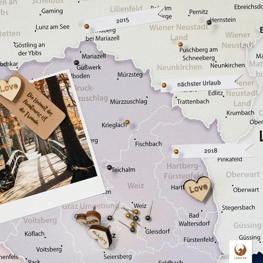 Deine Österreichkarte Blau ist stabil konstruiert und ist optimal zum Pinnen Deiner Reiseziele.