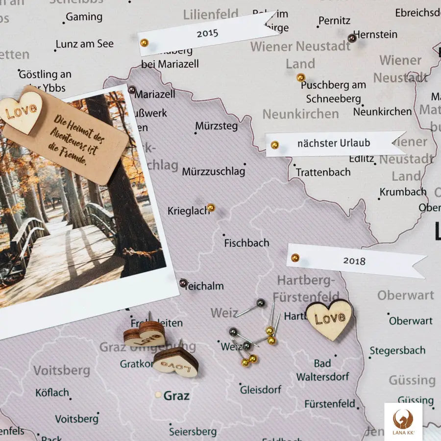 Deine Österreichkarte Weiß ist stabil konstruiert und ist optimal zum Pinnen Deiner Reiseziele.