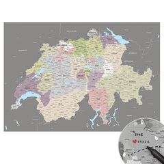 Deine Schweizkarte Graphit Grau als stilvolles Poster.