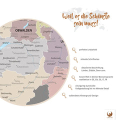 Weil es die Schönste sein muss! Deine Schweizkarte Graphit Grau besticht mit perfekter Lesbarkeit, Detailreichtum und vollendetem Hintergrund-Design.