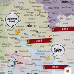 Deine Schweizkarte Grau Sand ist stabil konstruiert und ist optimal zum Pinnen Deiner Reiseziele.