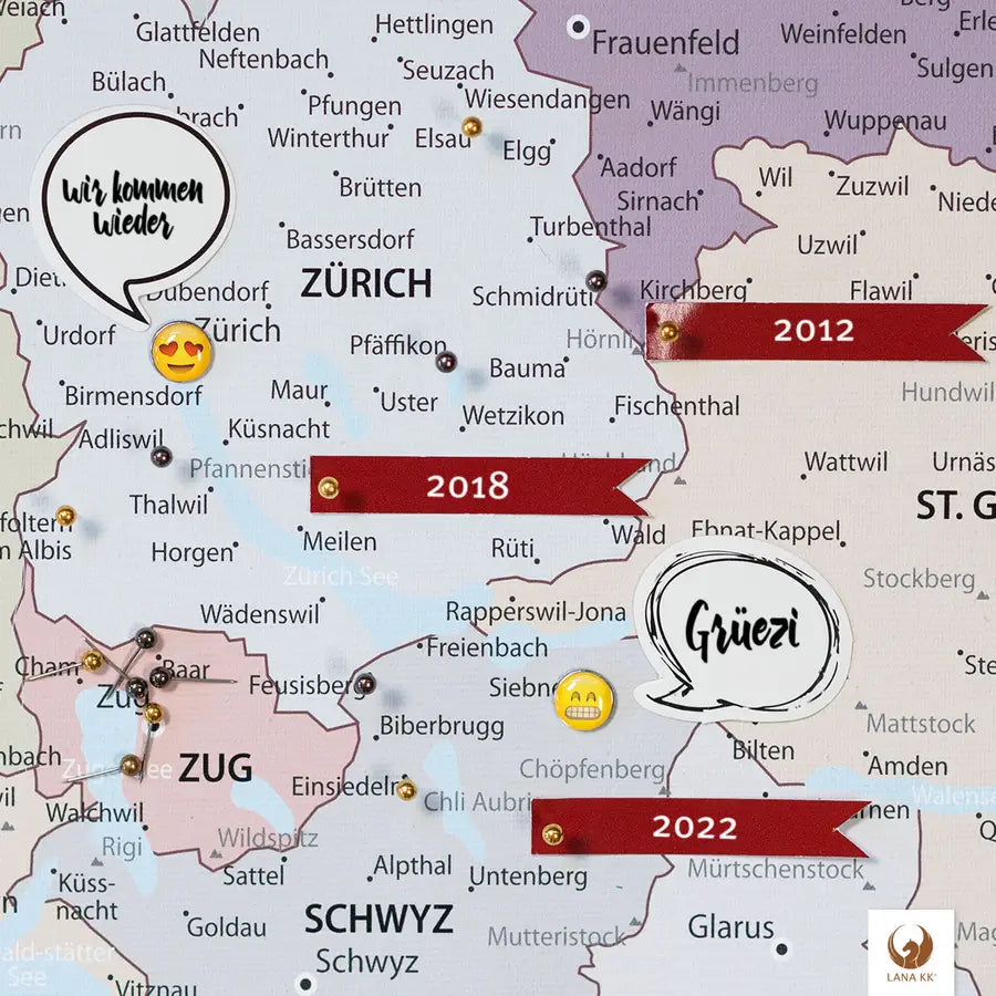 Deine Schweizkarte Weiß ist stabil konstruiert und ist optimal zum Pinnen Deiner Reiseziele.