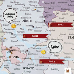 Deine Schweizkarte Weiß ist stabil konstruiert und ist optimal zum Pinnen Deiner Reiseziele.