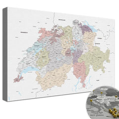 Leinwandbild - Schweizkarte Weiß - Pinnwand