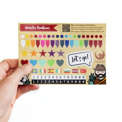 Dein Starterkit Poster beinhaltet ein Stickerset zum Markieren Deiner Abenteuer.
