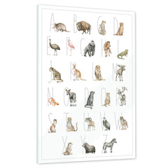 Ein echtes Schmuckstück - Dein Tierwelt Alphabet Motiv als Glasbild ist besonders edel.