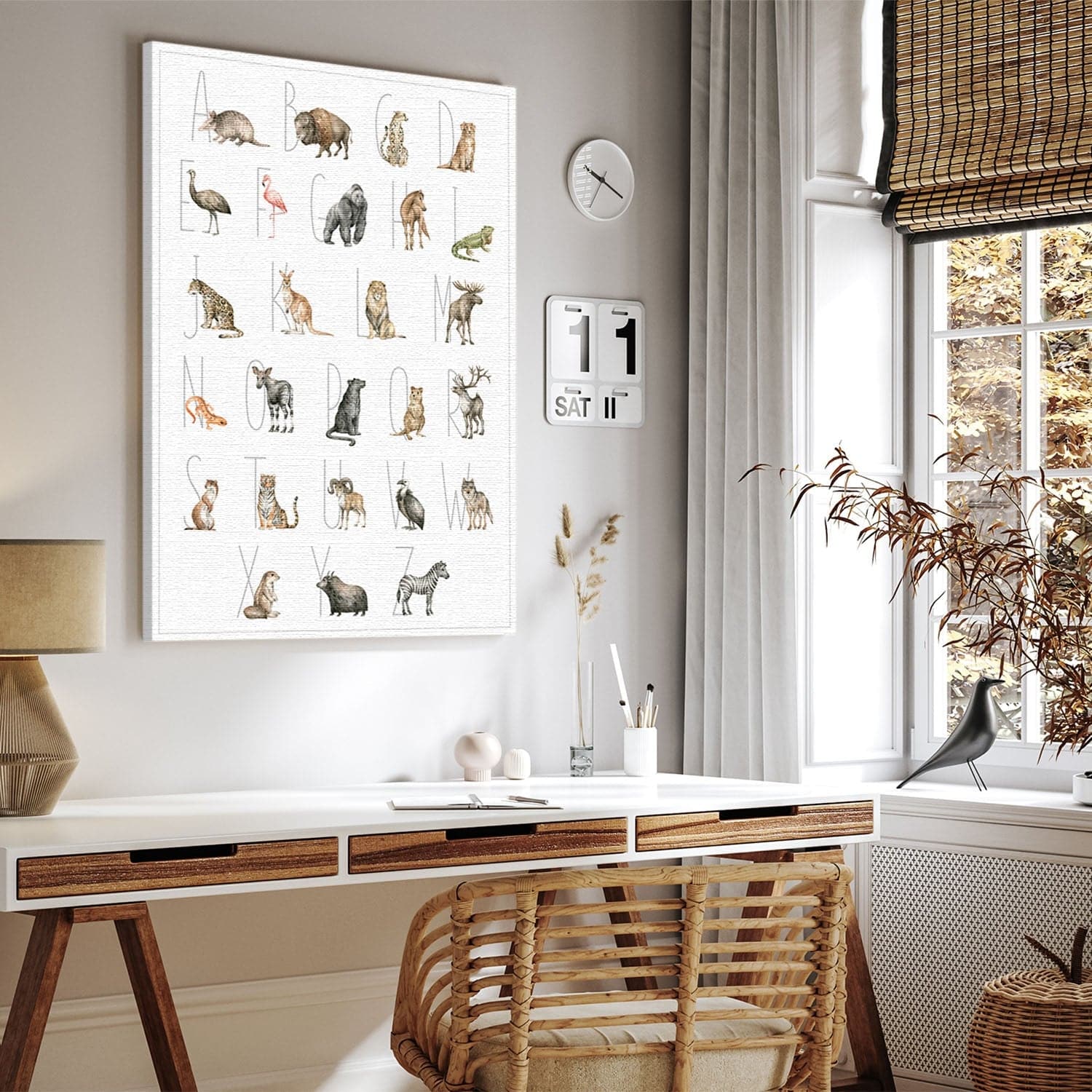 Ob Kinderzimmer, Wohnzimmer, Schlafzimmer oder Flur - Dein Tierwelt Alphabet Bild passt in jeden Raum.