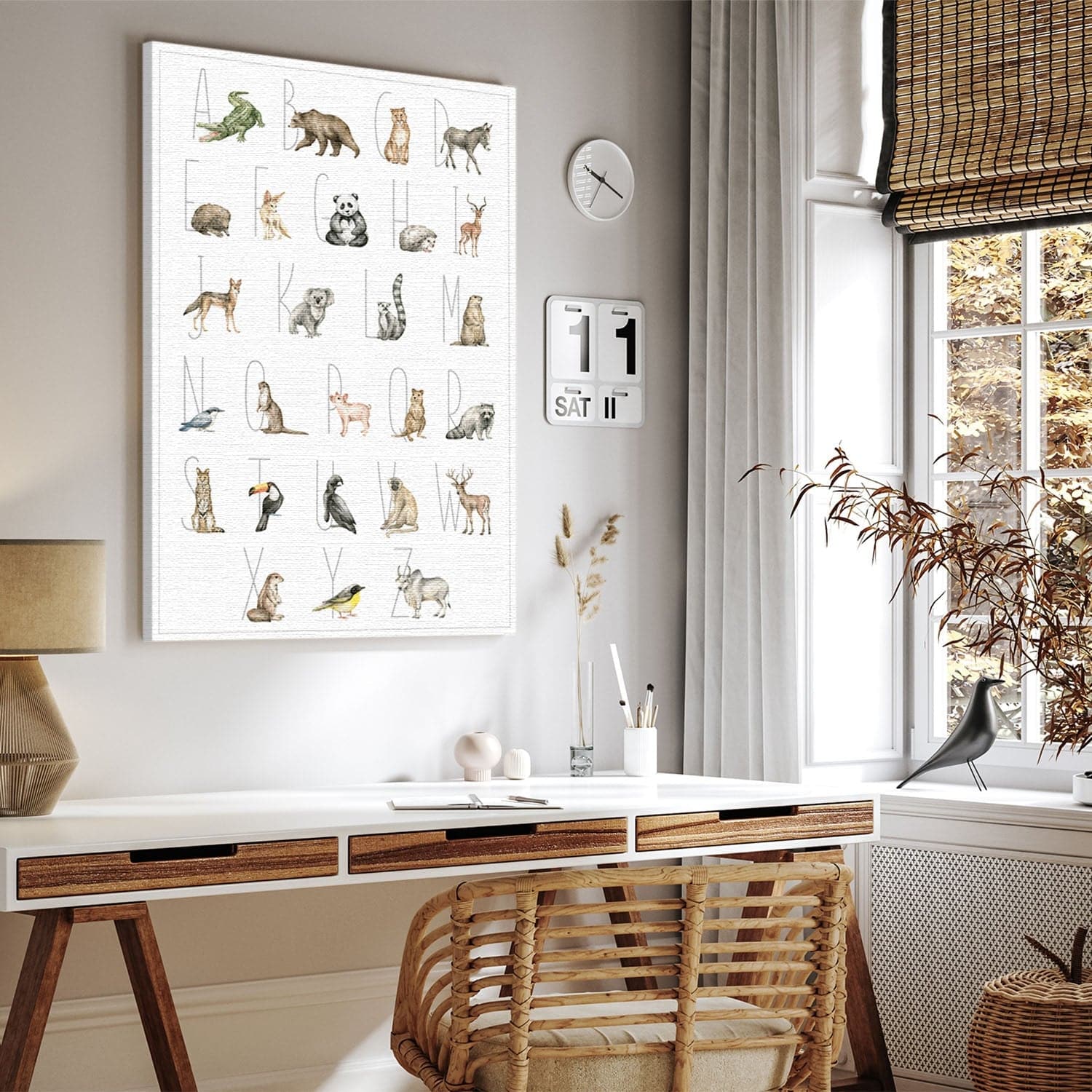 Ob Kinderzimmer, Wohnzimmer, Schlafzimmer oder Flur - Dein Tierwelt Alphabet Bild passt in jeden Raum.