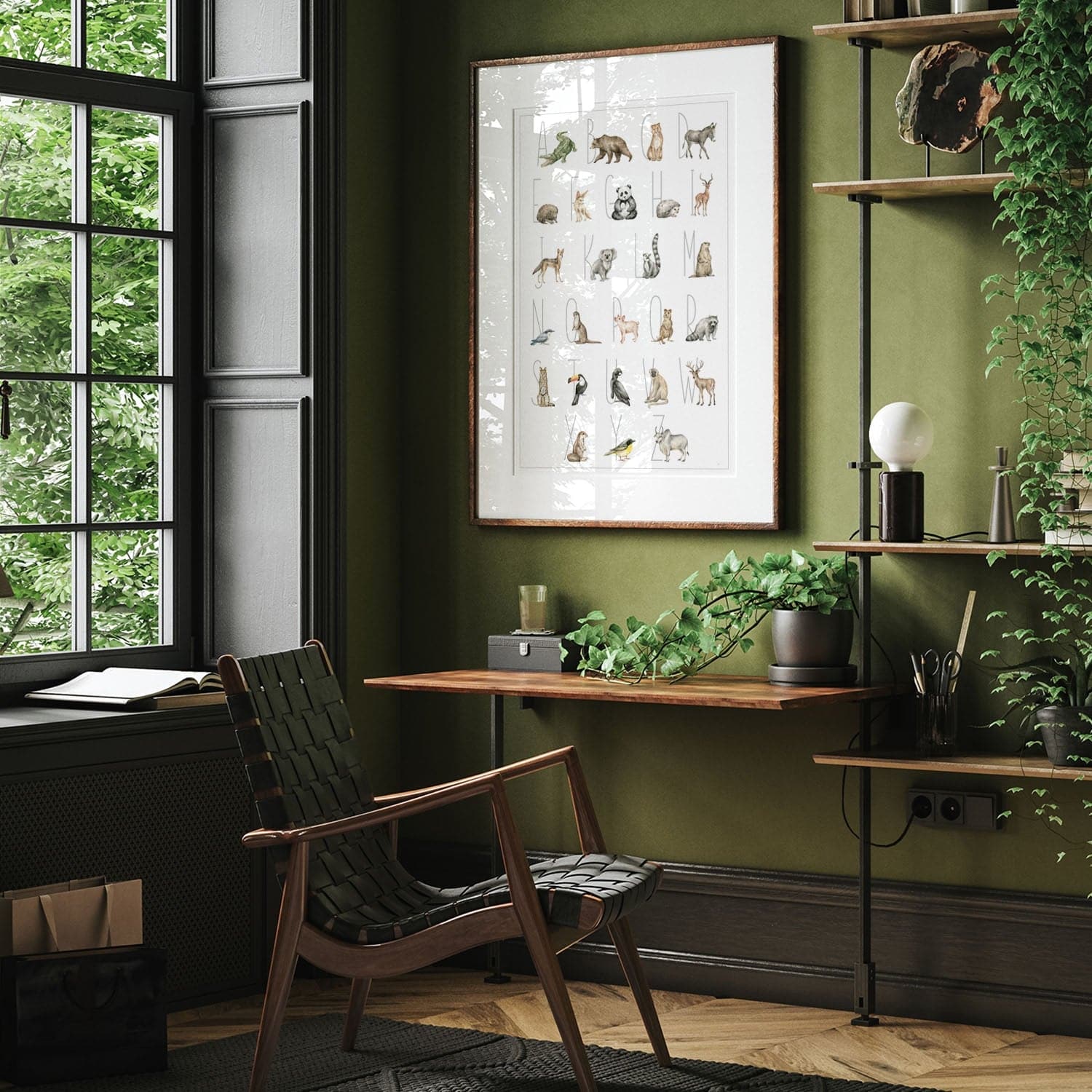 Stilvoll und schlicht fügt sich Dein Tierwelt Alphabet Poster in Deine Räume ein.