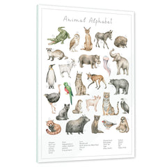 Ein echtes Schmuckstück - Dein Tierwelt Alphabet Motiv als Glasbild ist besonders edel.