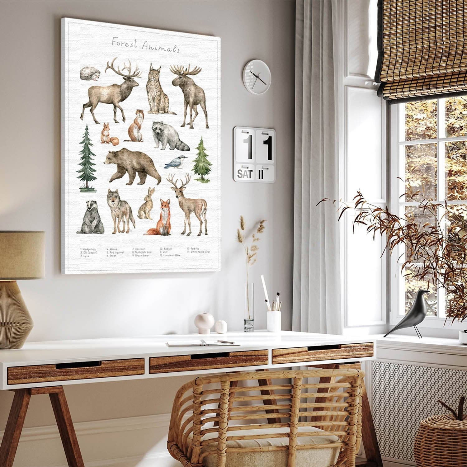 Ob Kinderzimmer, Wohnzimmer, Schlafzimmer oder Flur - Dein Tierwelt Wald Bild passt in jeden Raum.