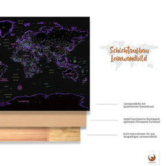 Deine Weltkarte Neon ist stabil konstruiert und ist optimal zum Pinnen Deiner Reiseziele.