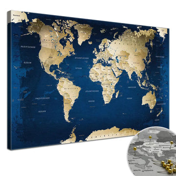 Deine Weltkarte Ocean als Premiumleinwand mit 2 cm breiten Rahmen.