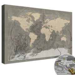 Leinwandbild - Piratenkarte Blackbeard - Pinnwand