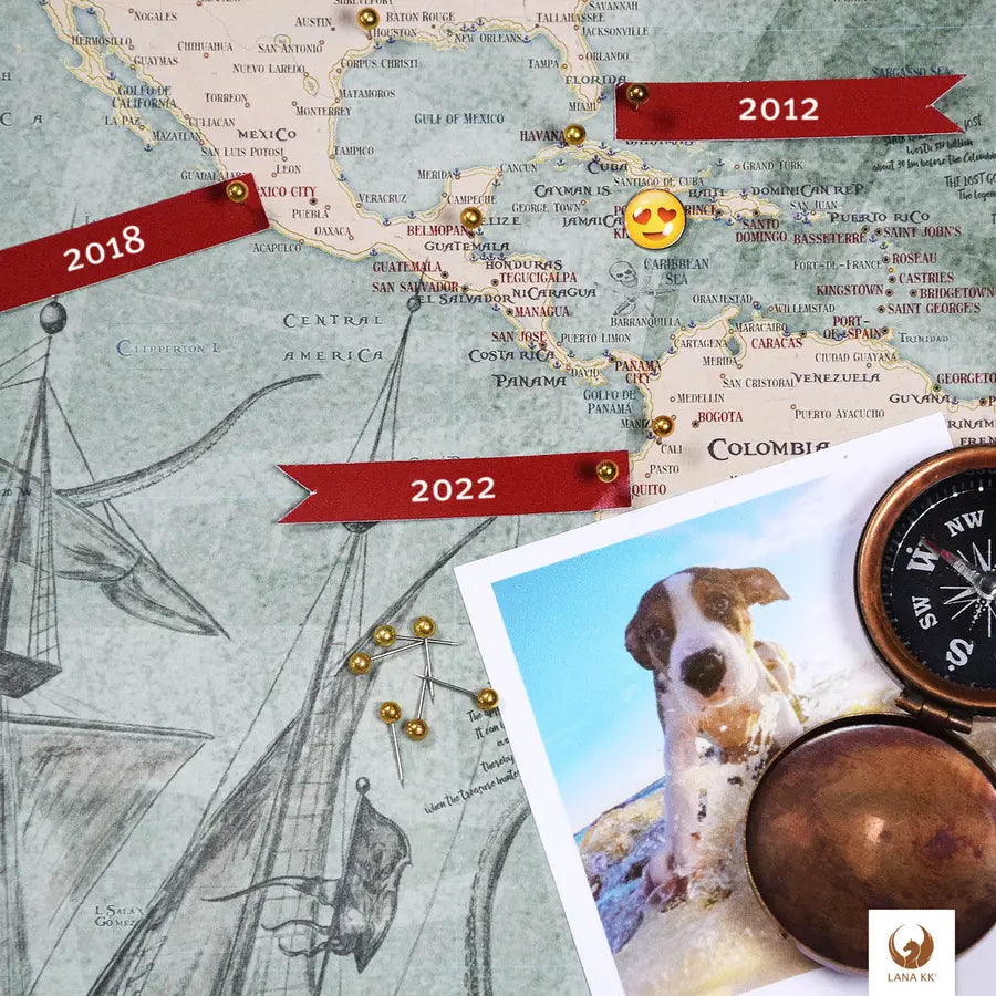 Deine Piratenkarte Mary ist stabil konstruiert und ist optimal zum Pinnen Deiner Reiseziele.