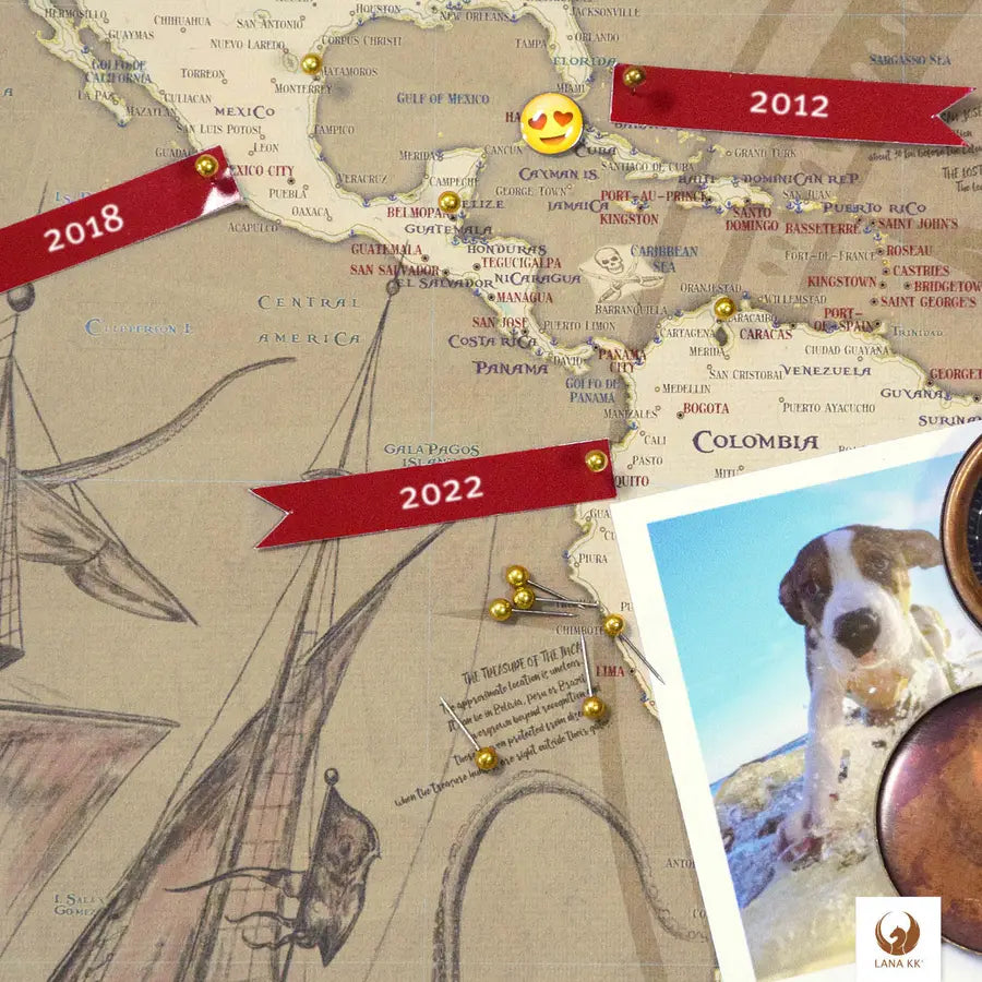 Deine Piratenkarte Salazar ist stabil konstruiert und ist optimal zum Pinnen Deiner Reiseziele.