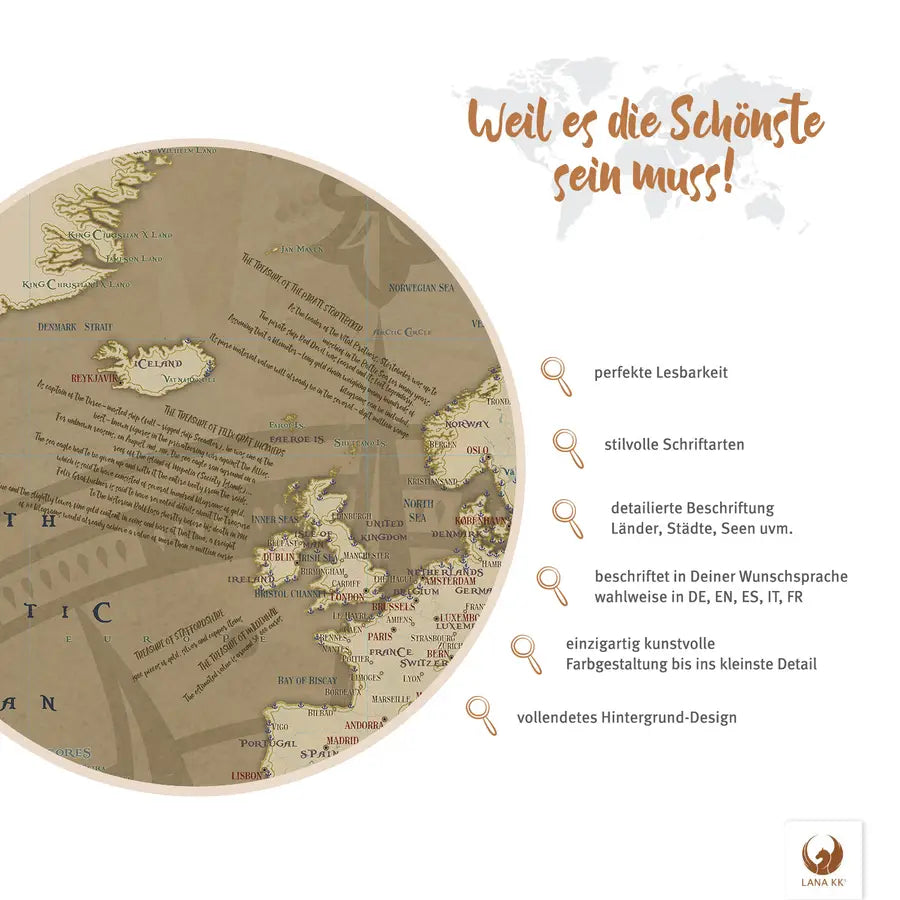 Weil es die Schönste sein muss! Deine Piratenkarte Salazar besticht mit perfekter Lesbarkeit, Detailreichtum und vollendetem Hintergrund-Design.