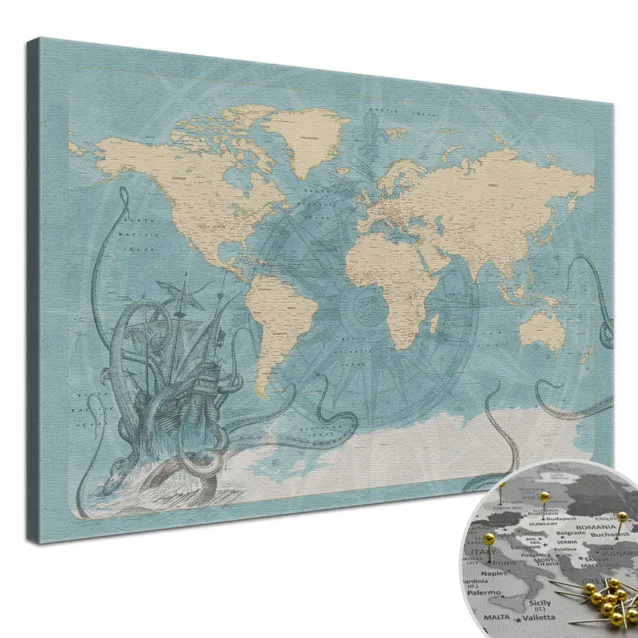 Deine Piratenkarte Sparrow als Premiumleinwand mit 2 cm breiten Rahmen.