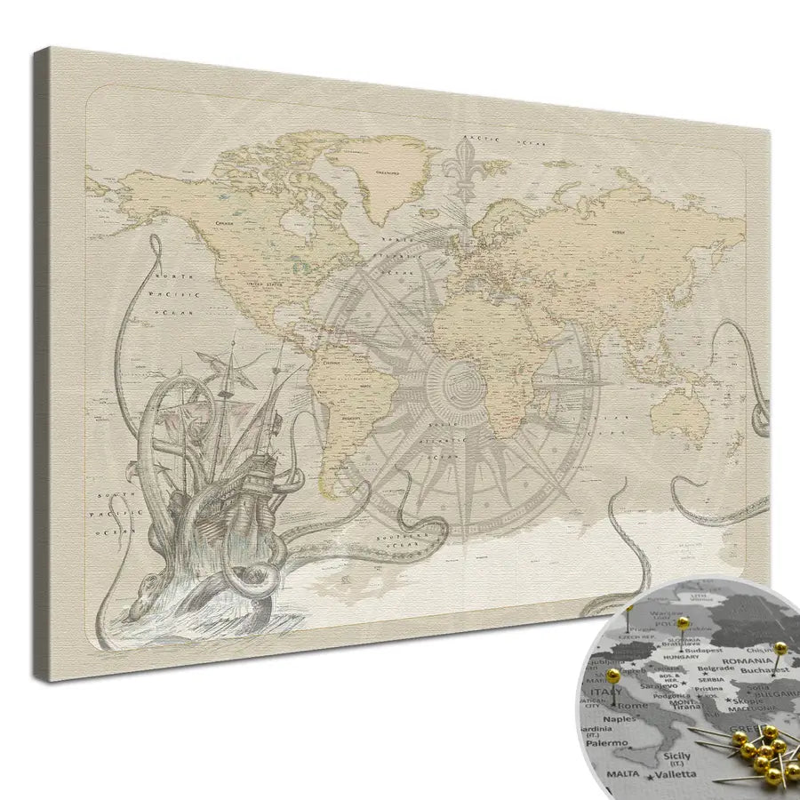 Deine Piratenkarte Teague als Premiumleinwand mit 2 cm breiten Rahmen.