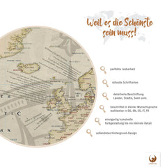 Weil es die Schönste sein muss! Deine Piratenkarte Teague besticht mit perfekter Lesbarkeit, Detailreichtum und vollendetem Hintergrund-Design.