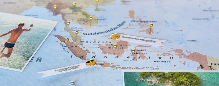 Weltkarte Pinnwand zum markieren deiner Reisen und Erinnerungen