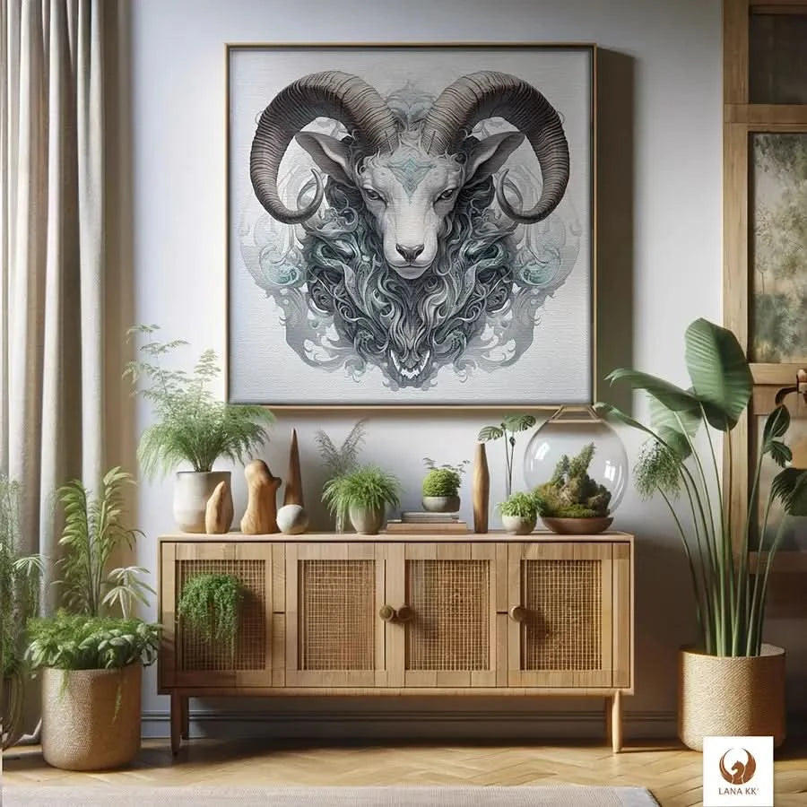 Verleihe deinen Wänden ein Gefühl von Erhabenheit mit Capricorn, einer atemberaubenden Limited Edition. Dieses Meisterwerk, gedruckt auf langlebiger 360 g/m² Baumwoll-Leinwand, wird zum Herzstück jedes Raumes. Capricorn ist ein Blickfang, der zum träumen und zu interessanten Gesprächen einlädt, während es sich elegant und nahtlos in deine Einrichtung integriert.