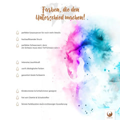 Entdecke die Farbbrillanz deiner Limited Edition von Lana KK® Wild, wo Farben den feinen Unterschied ausmachen. Mit einer Skala an perfekten Grautönen, die jedes Detail hervorheben, und hochauflösendem Druck für intensives Schwarz, wird jedes Motiv zum Leben erweckt. Die lebendige Leuchtkraft und 100% ökologischen Farben garantieren exzellente Farbwerte für jedes Stück. Diese Farben, frei von Schadstoffen und zusammen mit einer erstklassigen Grundierung, lassen deine Limited Edition erstrahlen.