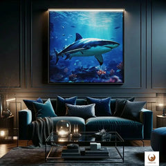 Deine Limited Edition Illuminated Shark als Leinwandbild zieht als Mittelpunkt deines Wohnzimmers alle Blicke auf sich. Deine Leinwand fügt sich nahtlos in moderne Einrichtungsstile ein. Sie schafft eine Atmosphäre zum Träumen und der Eleganz, während sie gleichzeitig ein Element ist, was deine Fantasie beflügelt. 