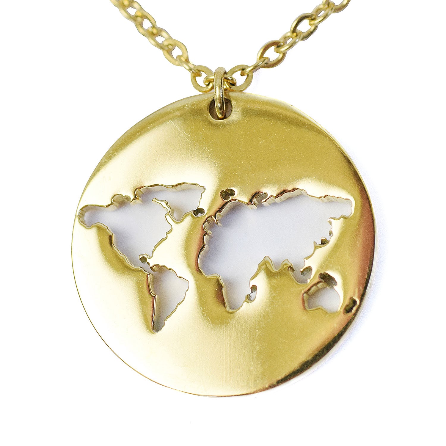 Die Weltkarte Kette gold eignet sich perfekt als Geschenk.