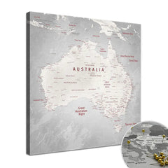 Deine Australienkarte Champagner als Premiumleinwand mit 2 cm breiten Rahmen.