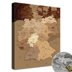 Leinwandbild - Deutschlandkarte Antik  - Pinnwand