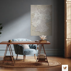 Deine Deutschlandkarte Beige als Blechschild passt perfekt in jedes Wohnzimmer, Flur oder Arbeitszimmer.