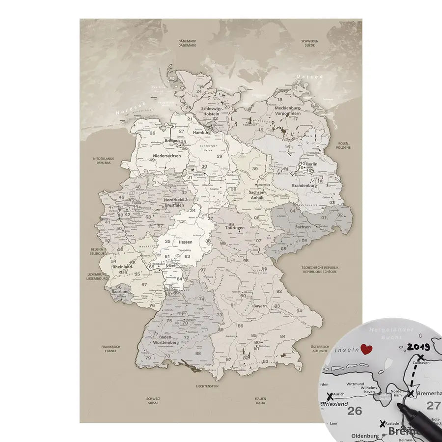 Deine Deutschlandkarte Beige als stilvolles Poster.