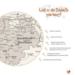 Dekoriere Deine Deutschlandkarte Beige mit Stickern, Pins und Fotos.