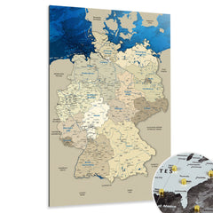 Deine Deutschlandkarte als Magnetboard zum Markieren deiner Reiseziele mit Magneten oder Stickern.