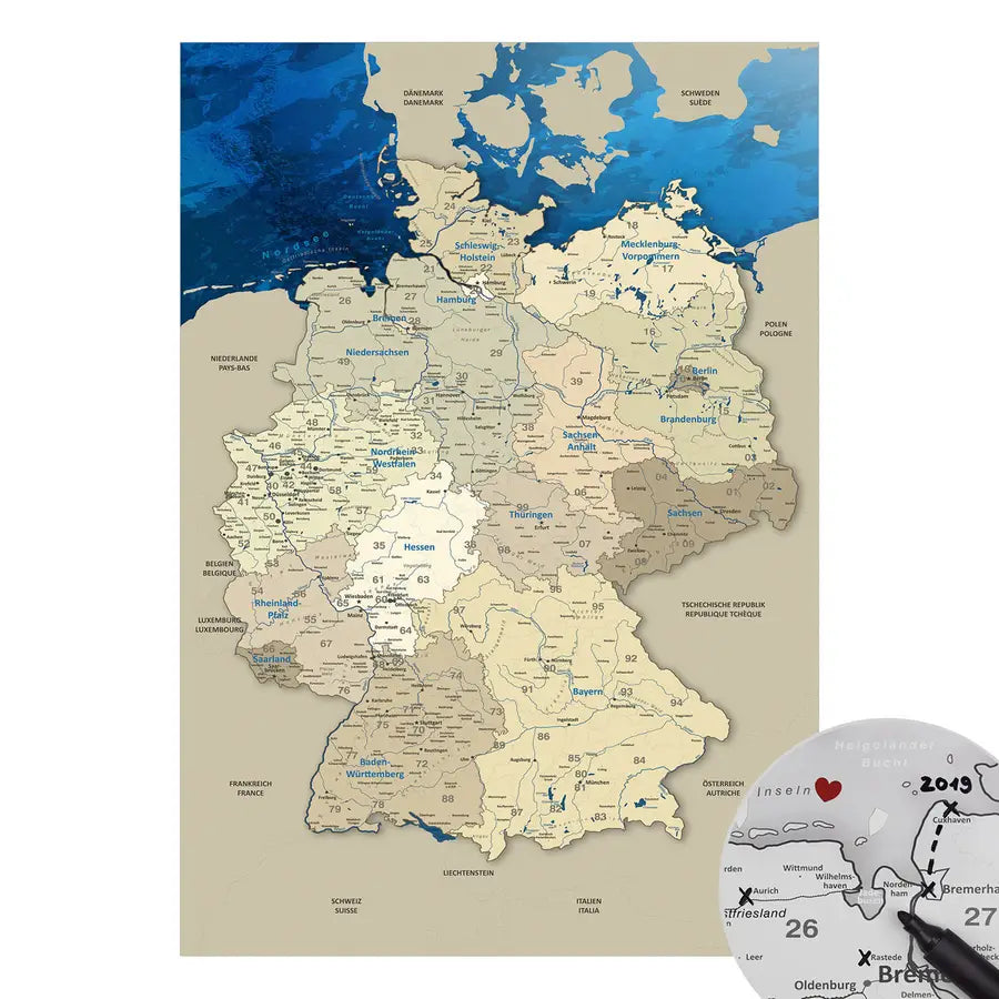 Deine Deutschlandkarte Blueocean als stilvolles Poster.