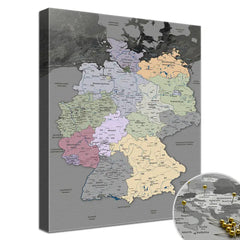 Leinwandbild - Deutschlandkarte Edelgrau  - Pinnwand